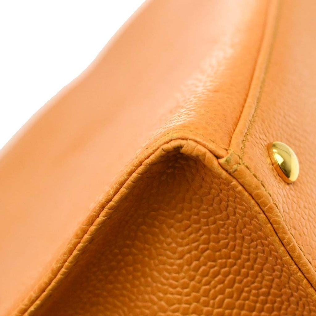 Chanel Vintage Front Pocket Shoulder Bag Leather Orange Leather Shoulder Bag Bag