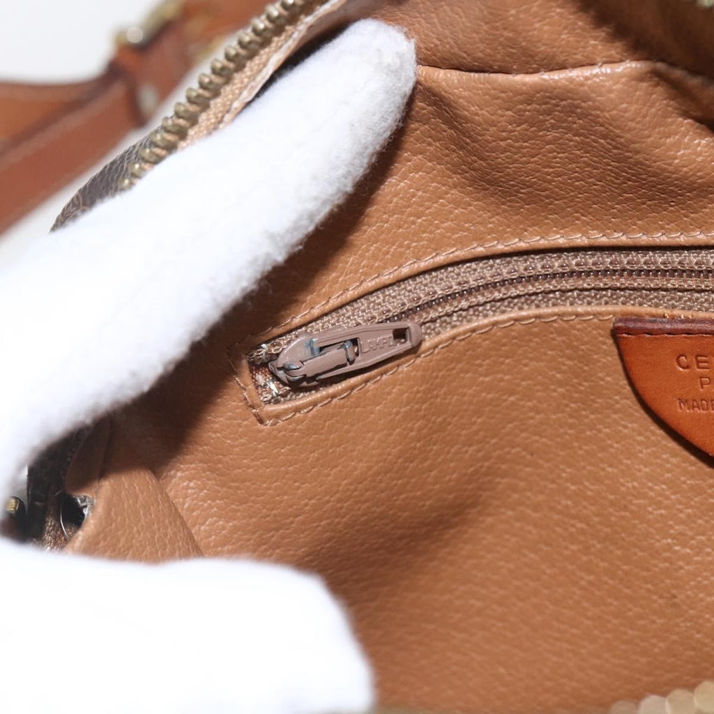 Celine Vintage Macadam Shoulder Bag Canvas And Leather Brown Canvas Shoulder Bag Bag