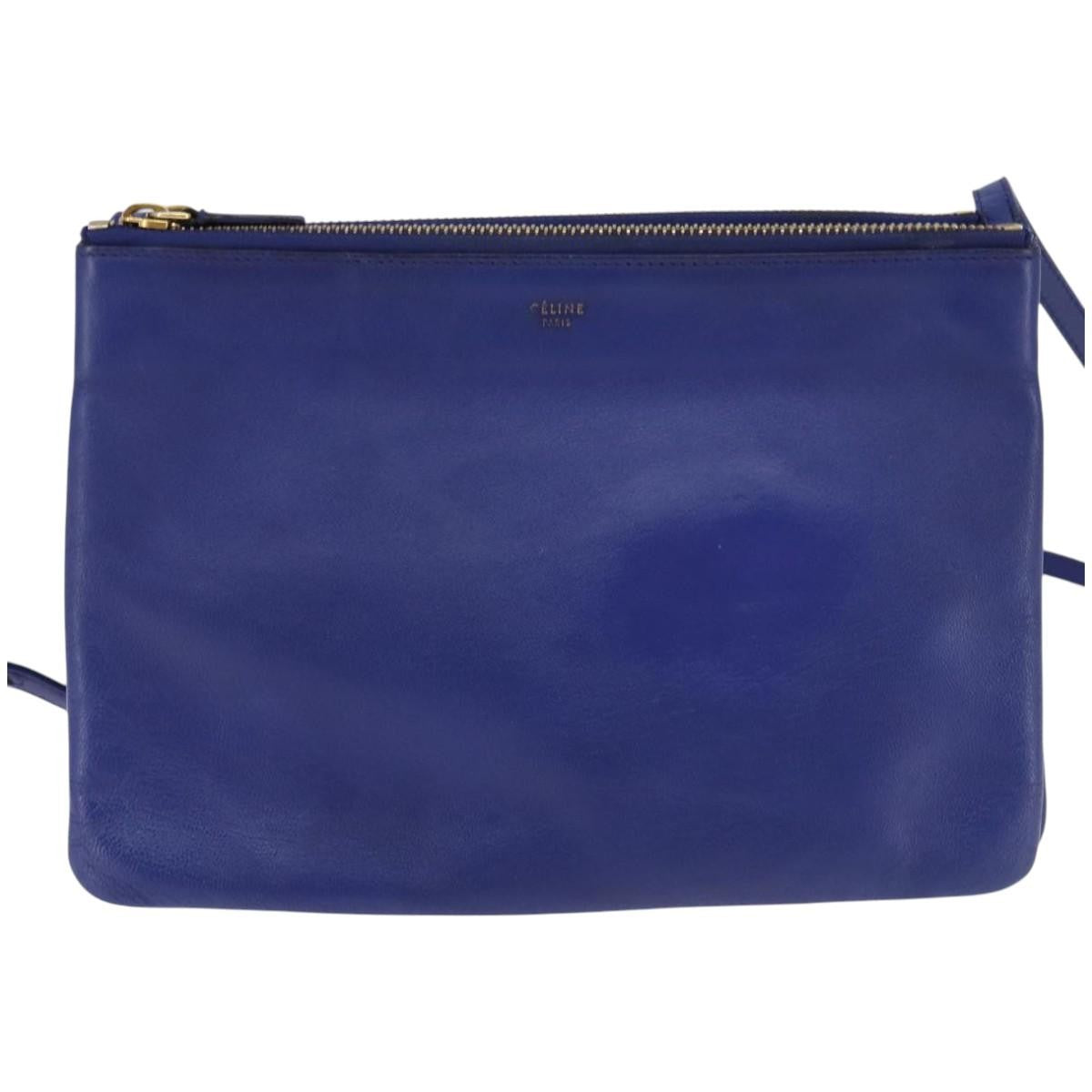 Celine Trio Crossbody Bag Leather Blue Leather Crossbody Bag Bag