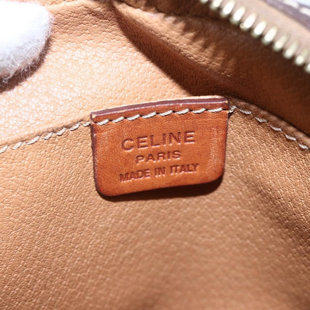Celine Vintage Macadam Shoulder Bag Canvas And Leather Brown Canvas Shoulder Bag Bag