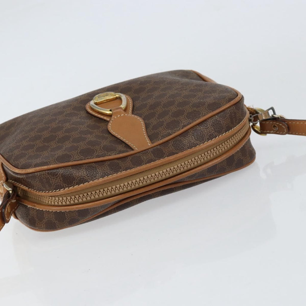 Celine Vintage Macadam Shoulder Bag Canvas And Leather Brown Canvas Shoulder Bag Bag