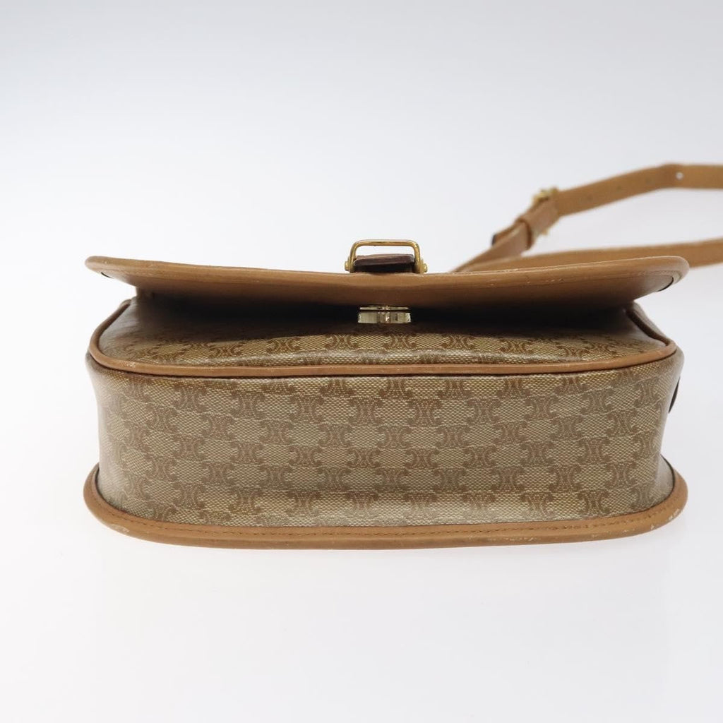 Celine Vintage Macadam Shoulder Bag Canvas And Leather Beige Canvas Shoulder Bag Bag