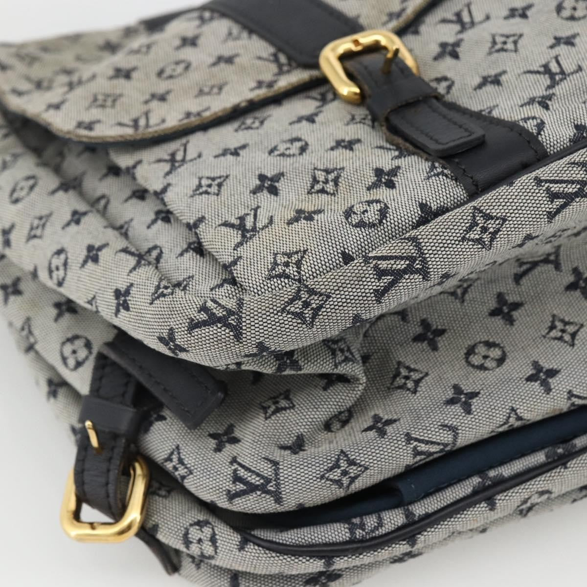 Louis Vuitton Sac Maman Handbag Mini Lin Blue Canvas Shoulder Bag