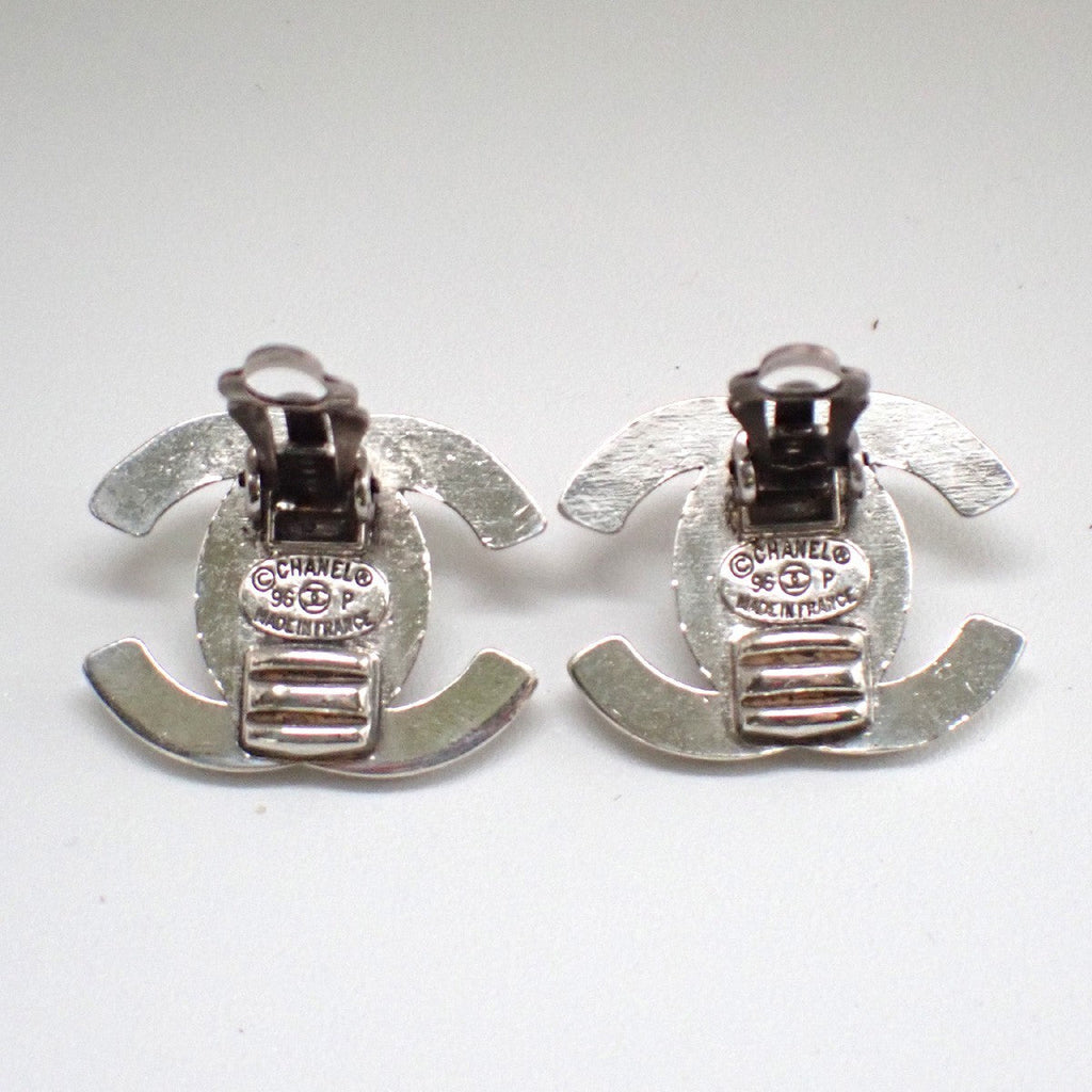 Chanel Cc Turnlock Clip-On Earrings Metal Silver Silver_Plated Earrings Jewelry