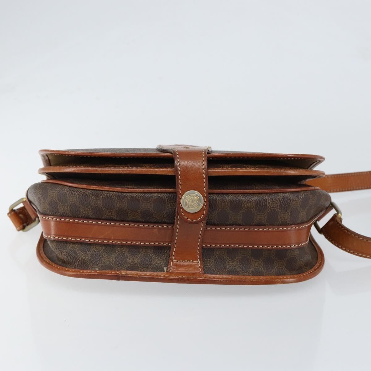 Celine Vintage Macadam Shoulder Bag Canvas And Leather Brown Canvas Shoulder Bag Bag