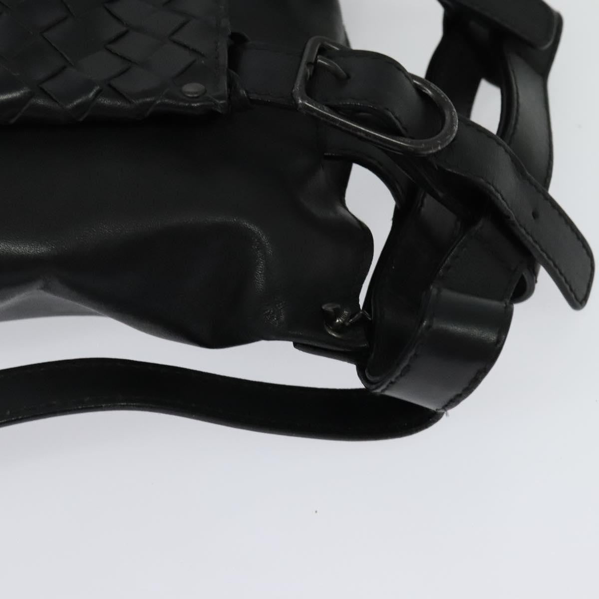 Bottega Veneta Utility Waist Bag Leather With Intrecciato Black Leather Shoulder Bag Bag