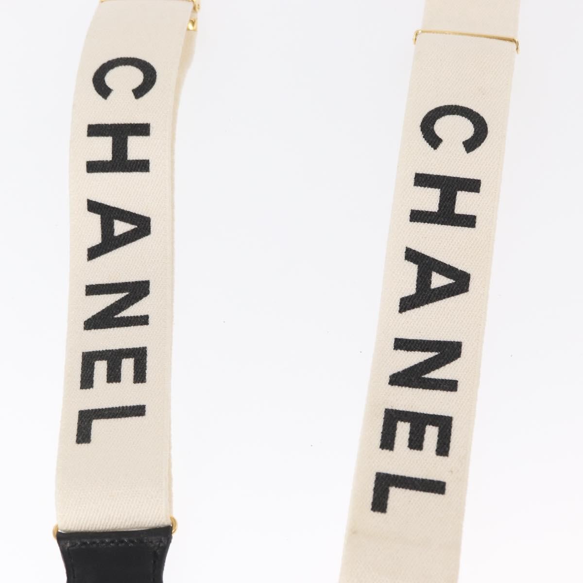 Chanel Logo Suspenders Canvas White Canvas Belts Accessory