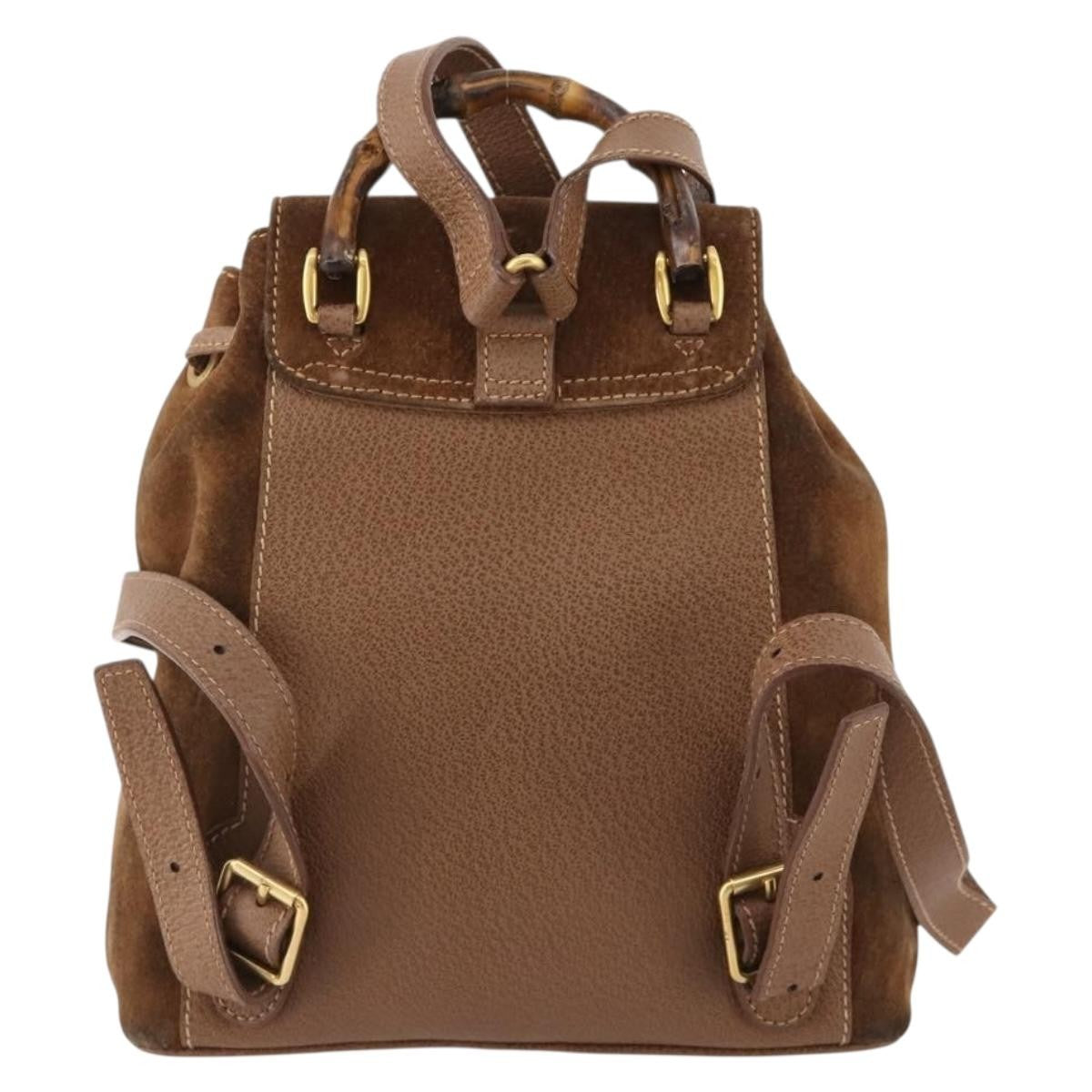 Gucci Gucci Bamboo Backpack Daim Brown Suede Backpack Bag (Pre-Owned)