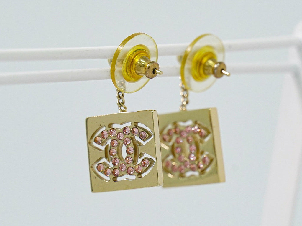 Chanel Cc Dangle Earrings Metal Gold Gold_Plated Earrings Jewelry