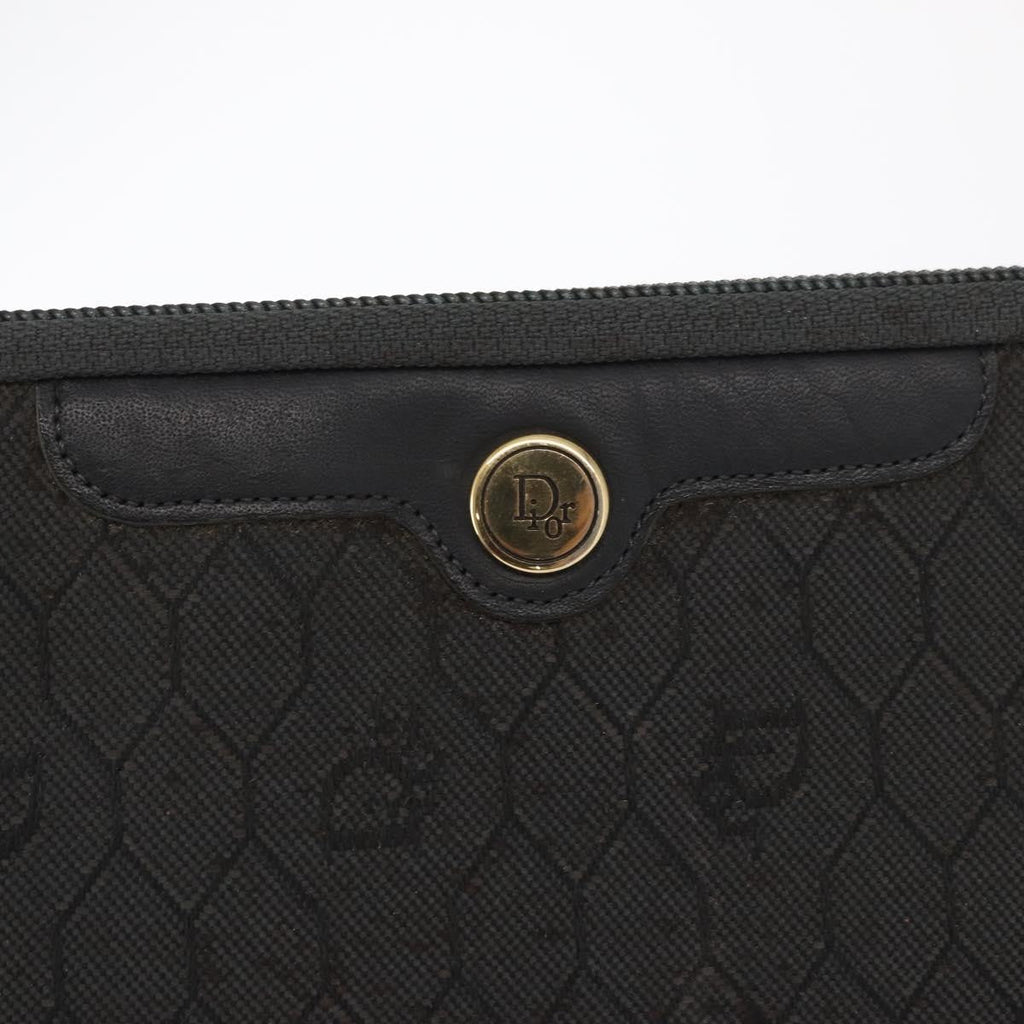 Christian Dior Vintage Honeycomb Clutch Canvas Black Canvas Clutche & Pouche Bag (Pre-Owned)