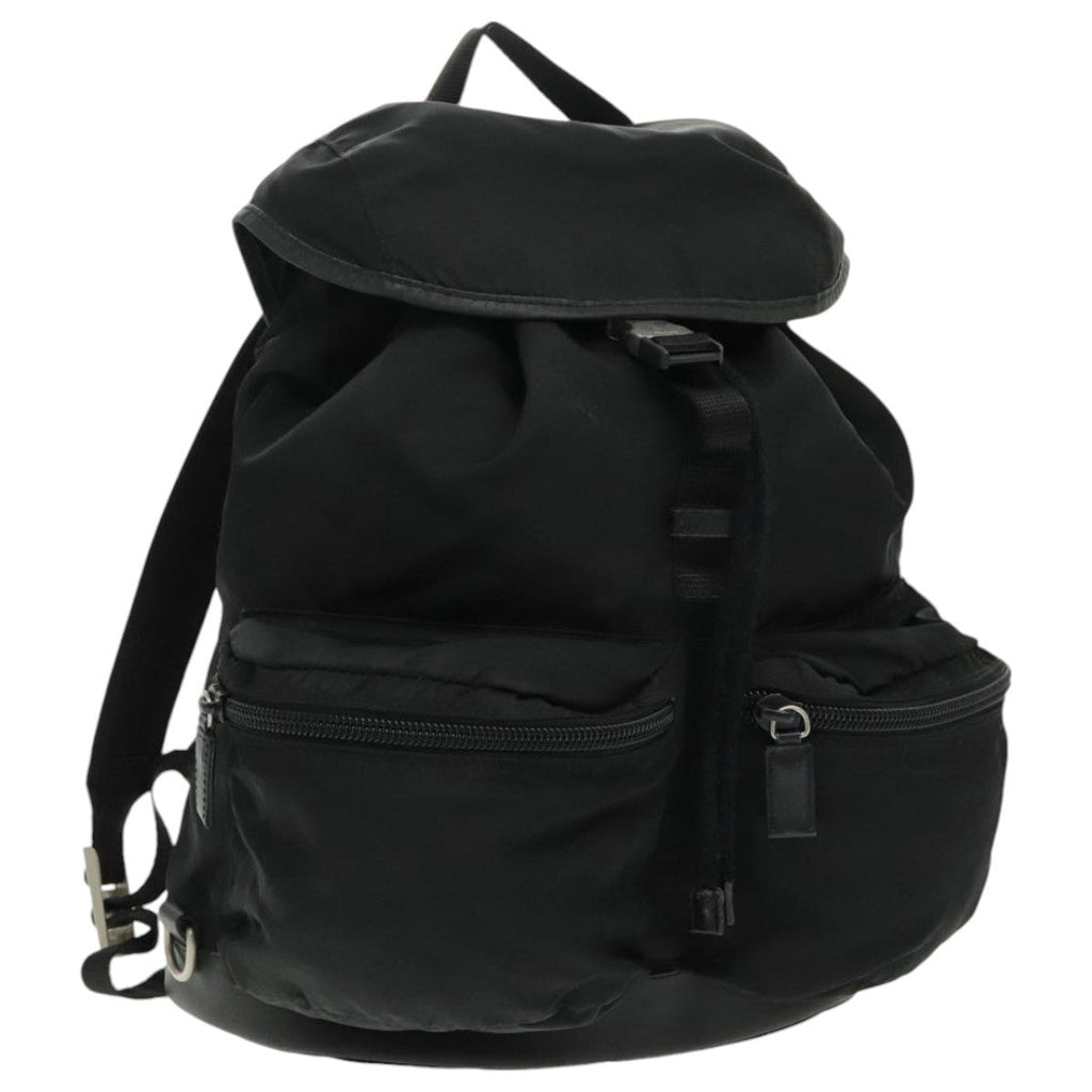 Prada Double Front Pocket Backpack Tessuto Black Nylon Backpack Bag