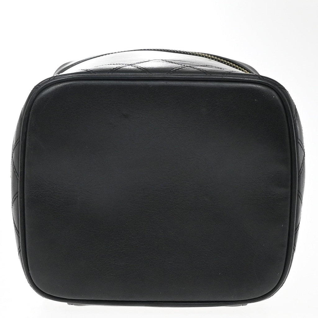 Chanel Vintage Cosmetic Case Quilted Lambskin Black Leather Handbag