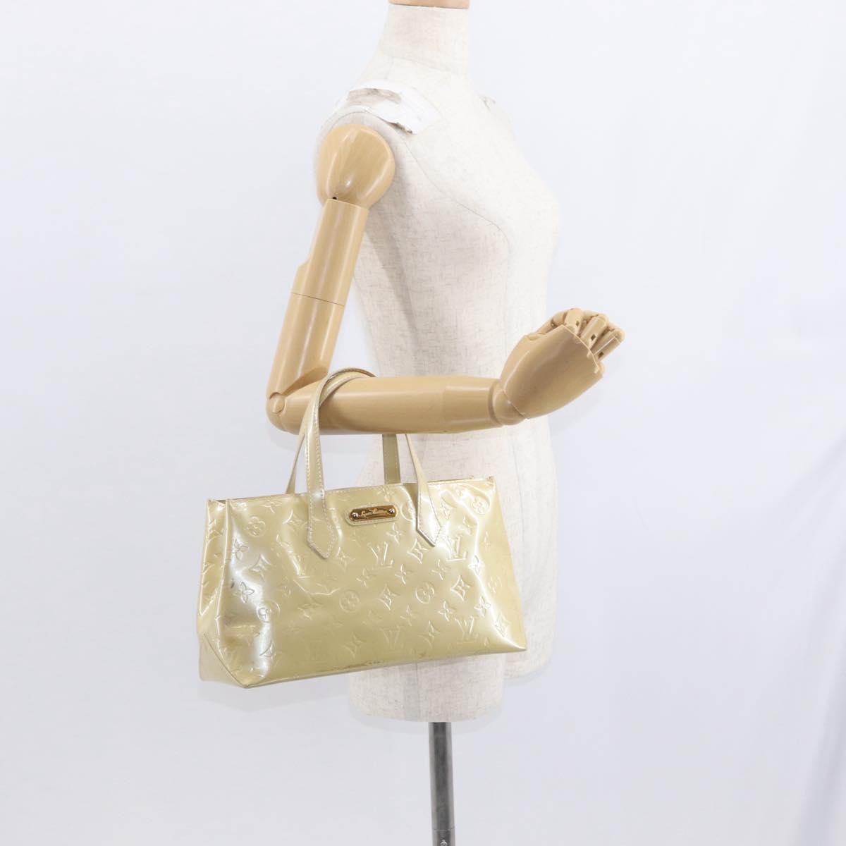 Louis Vuitton Wilshire Handbag Monogram Vernis Beige Patent_Leather Handbag