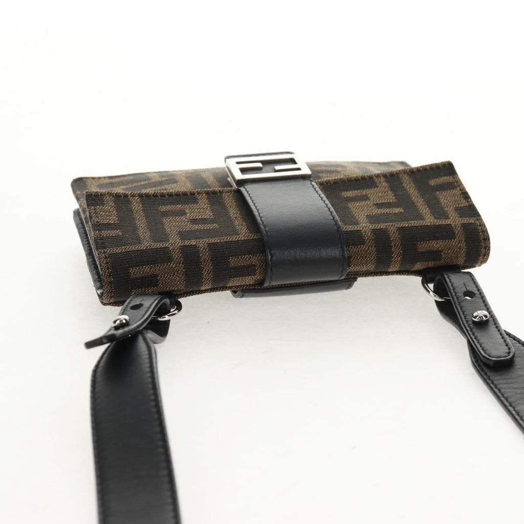 Fendi Baguette Convertible Belt Bag Zucca Canvas Black Canvas Bag