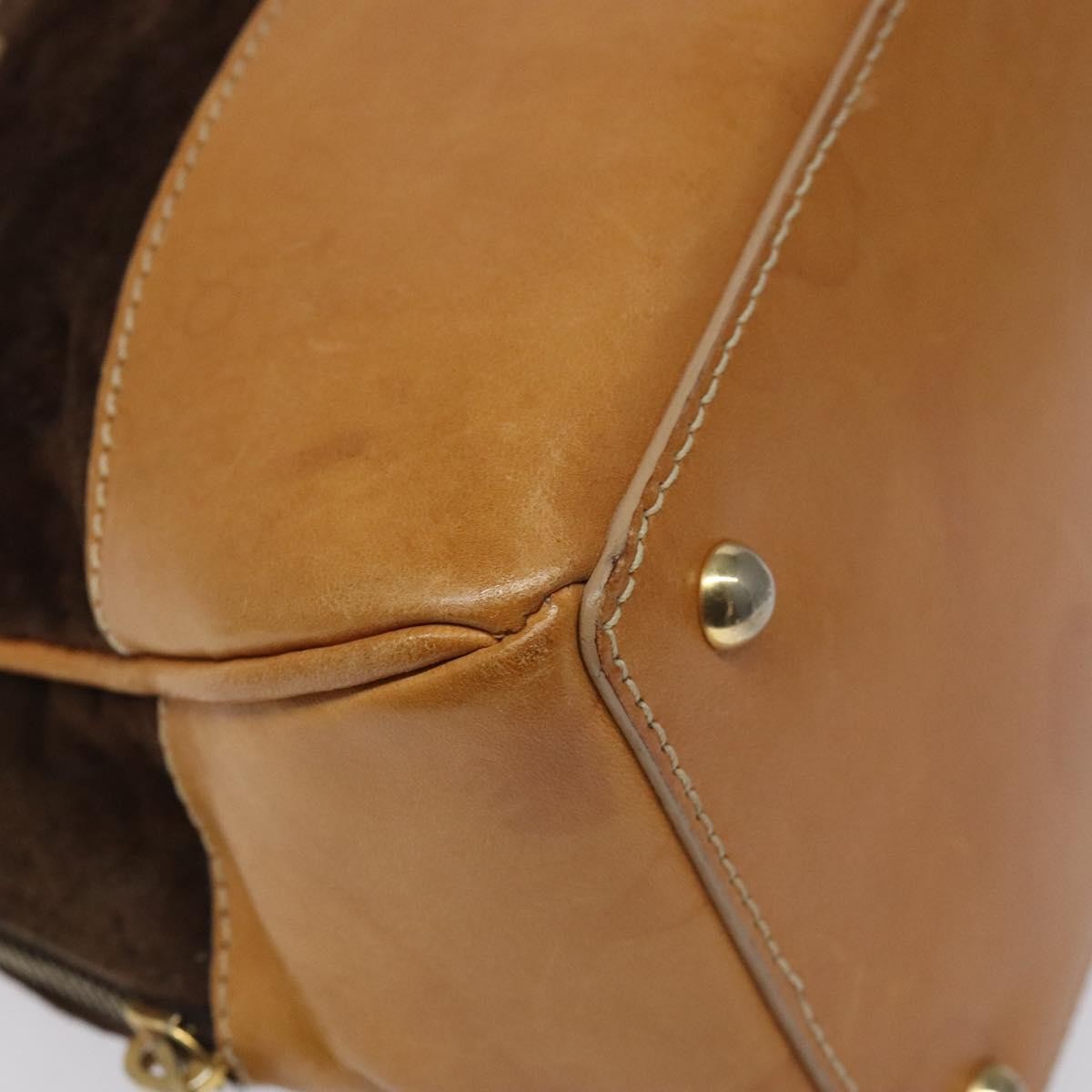 Celine C Macadam Handbag Suede And Leather Brown Suede Handbag