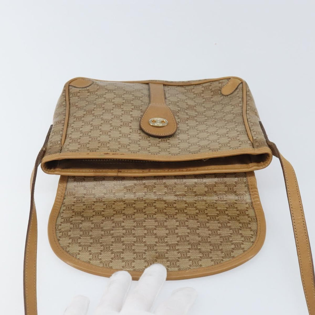 Celine Vintage Macadam Shoulder Bag Canvas And Leather Beige Canvas Shoulder Bag Bag