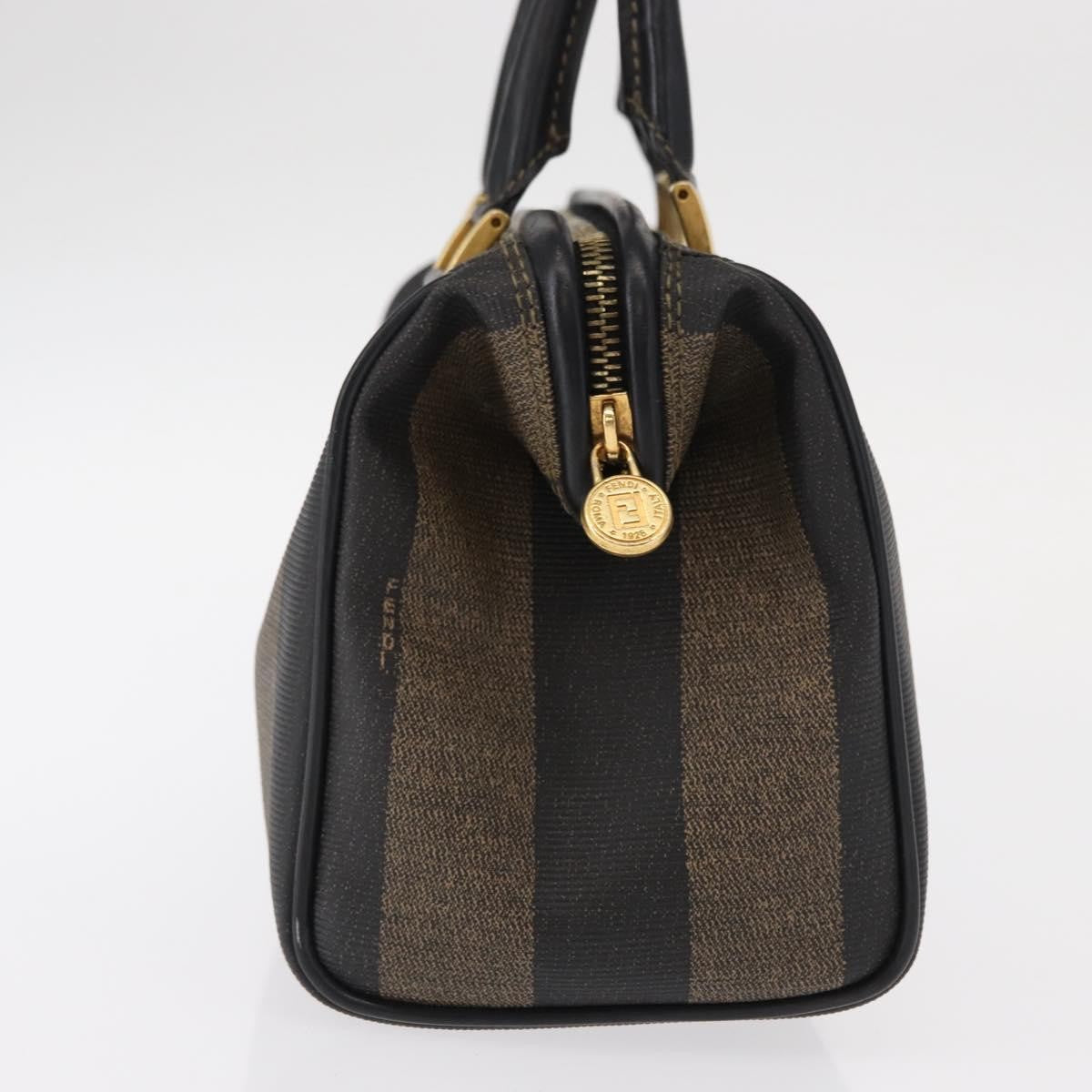 Fendi Vintage Pequin Convertible Boston Bag Coated Canvas Brown Canvas Travel Bag Bag
