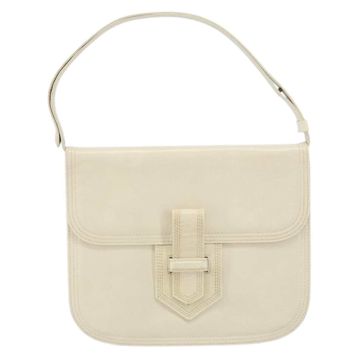 Saint Laurent Vintage Shoulder Bag Leather White Leather Shoulder Bag Bag (Pre-Owned)