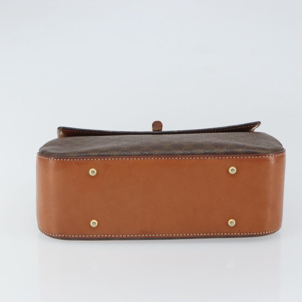 Celine Vintage Convertible Top Handle Bag Macadam Coated Canvas Brown Pvc Handbag