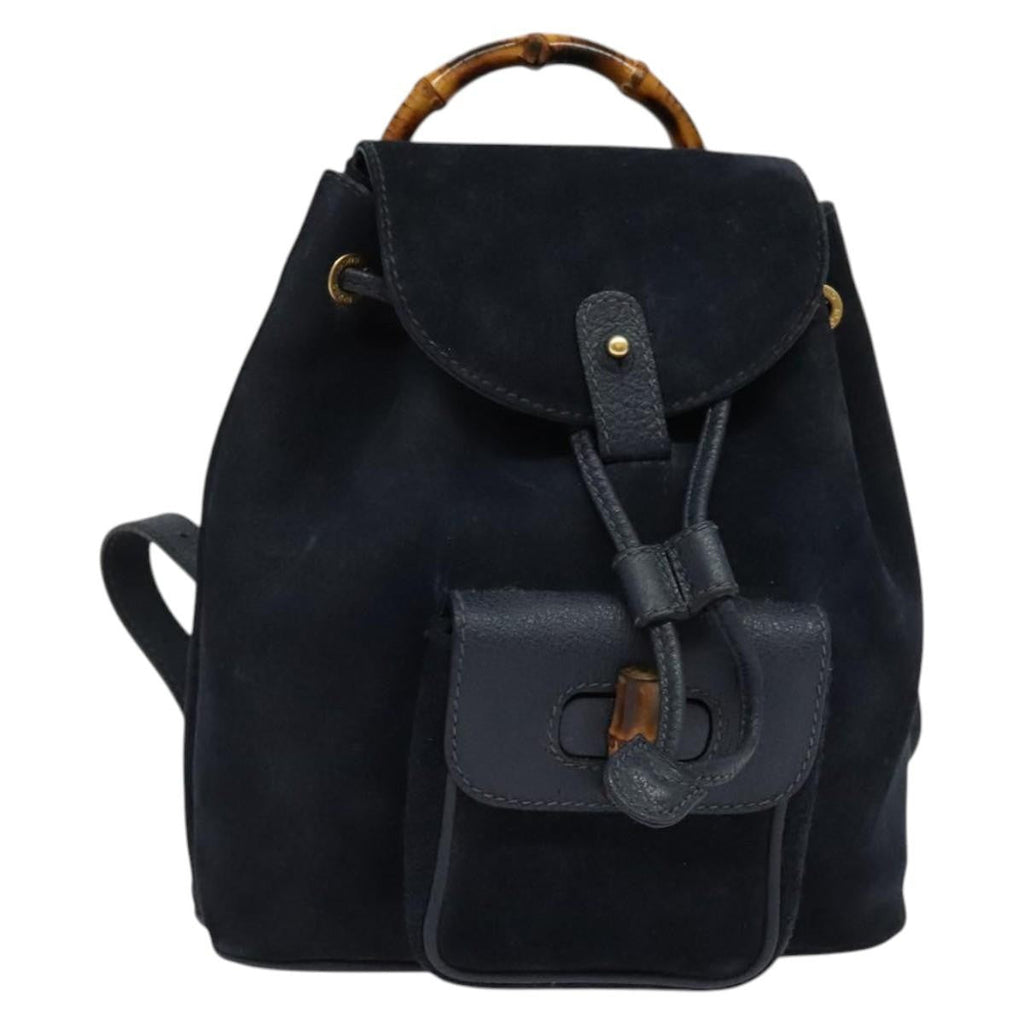 Gucci Gucci Bamboo Backpack Daim Navy Suede Backpack Bag (Pre-Owned)