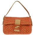 Fendi Baguette Bag Wool Orange Wool Shoulder Bag Bag