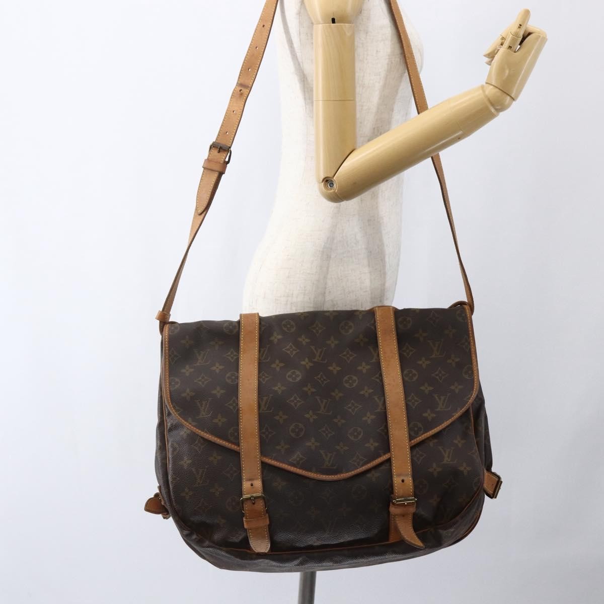 Louis Vuitton Saumur Handbag Monogram Canvas Brown Canvas Shoulder Bag