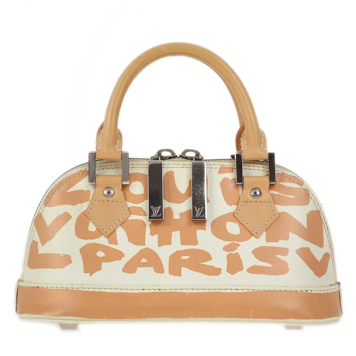 Louis Vuitton Alma Handbag Limited Edition Graffiti Leather Beige Leather Handbag