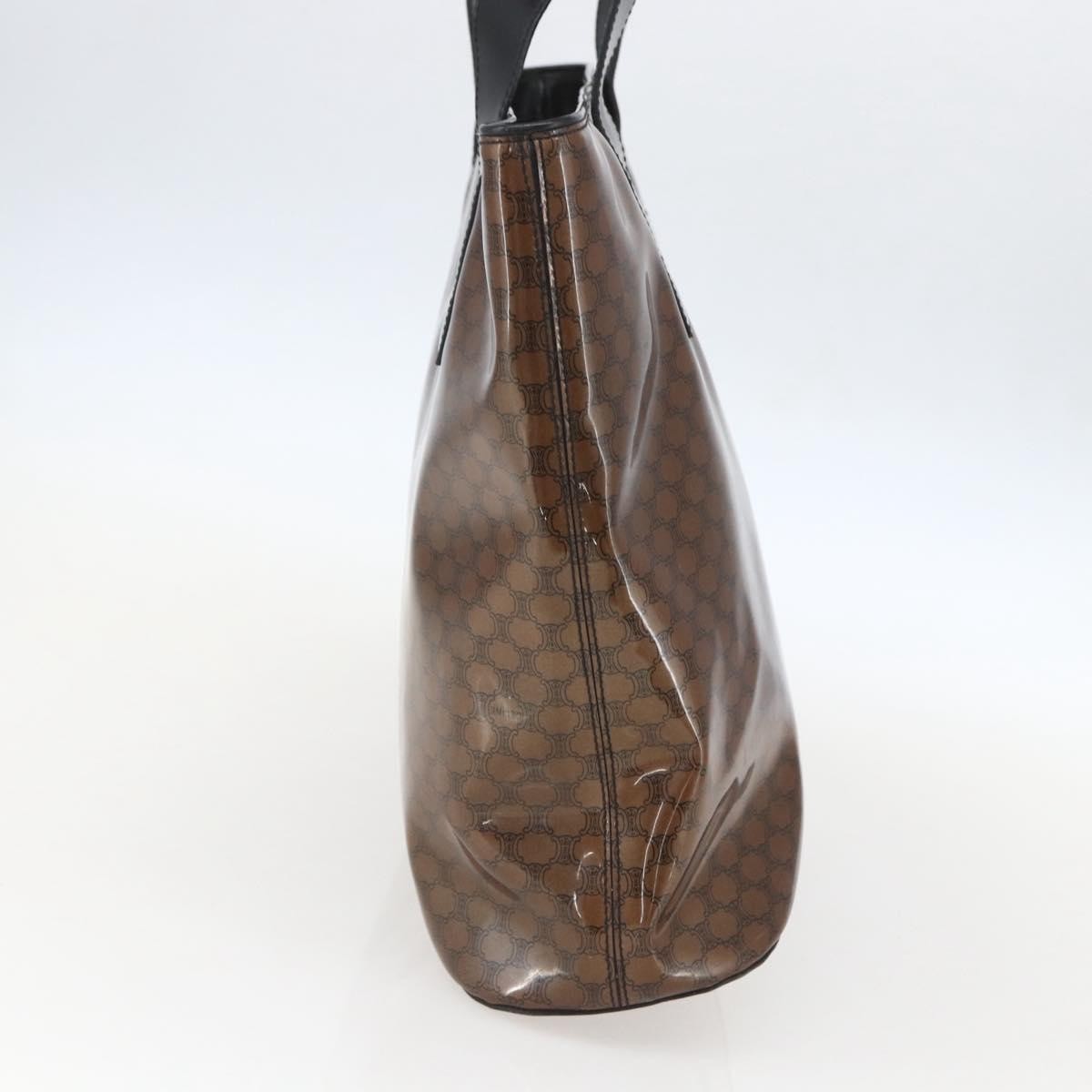 Celine Vintage Macadam Shoulder Bag Macadam Canva  Vinyl Brown Plastic Shoulder Bag Bag