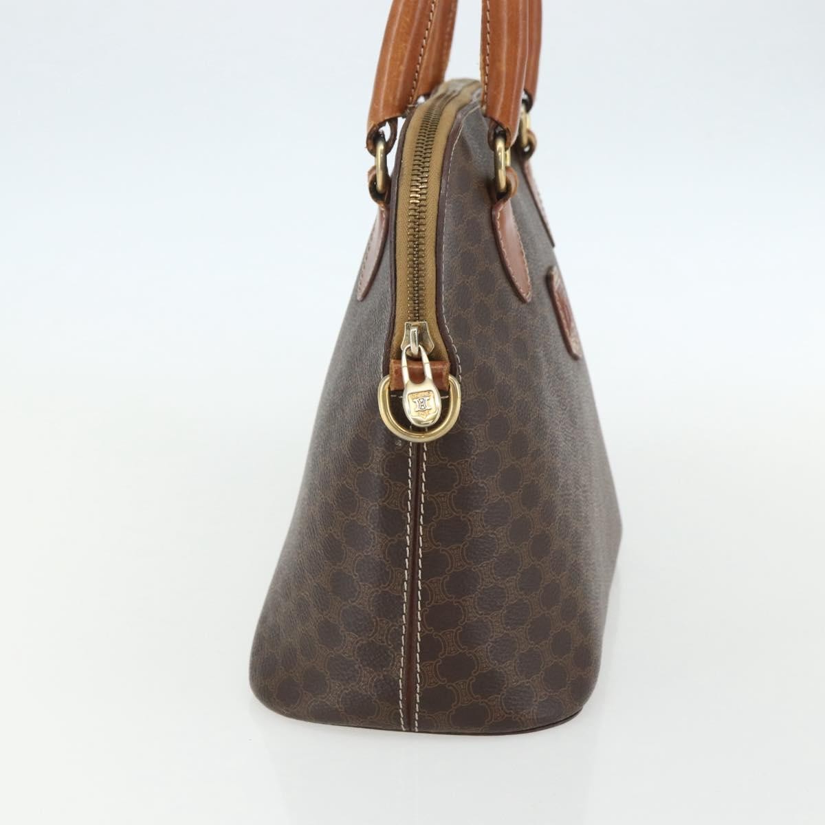 Celine Vintage Macadam Handbag Canvas And Leather Brown Canvas Handbag