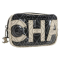 Chanel Logo Camera Case Clutch Printed Coated Canvas Black Pvc Clutche & Pouche Bag