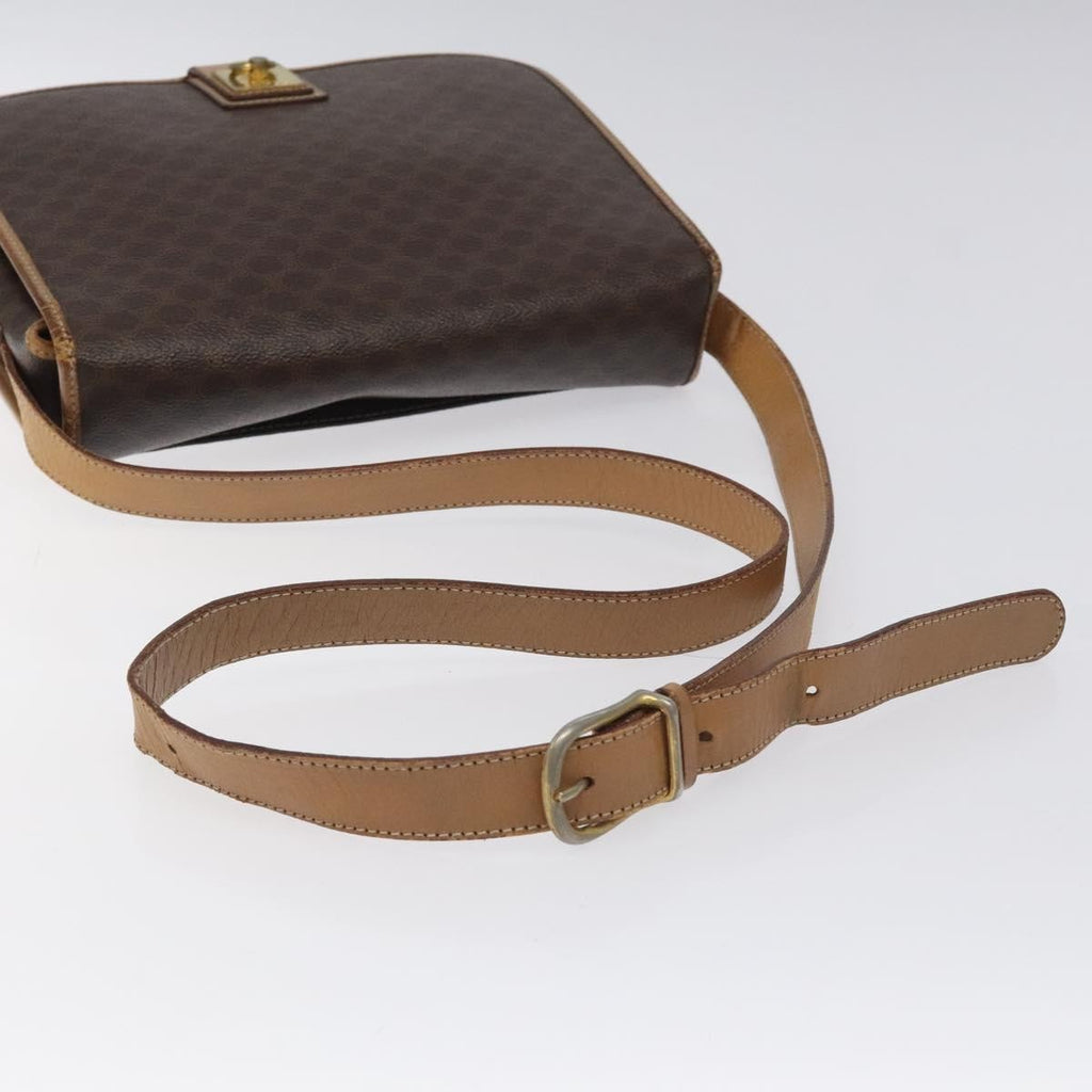 Celine Vintage Macadam Shoulder Bag Canvas And Leather Brown Canvas Shoulder Bag Bag