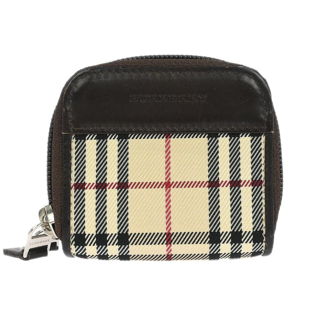 Burberry Zip Around Coin Pouch Canvas Beige Canvas Wallets Accessory
