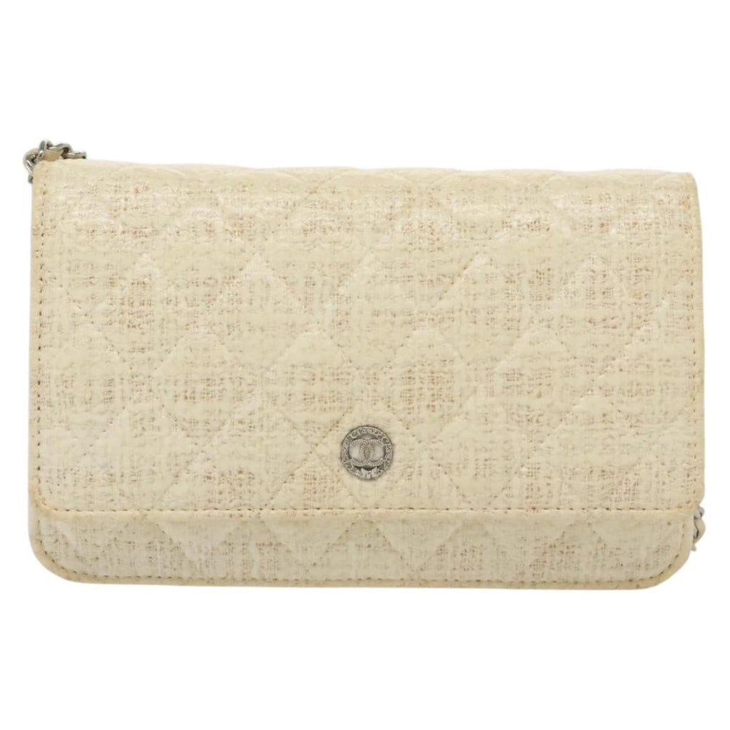 Chanel Wallet On Chain Tweed White Tweed Shoulder Bag Bag