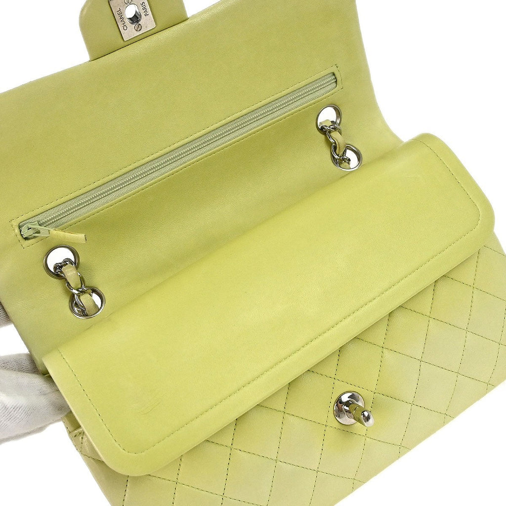 Chanel Timeless - Classic Double Flap Bag Quilted Lambskin Green Leather Shoulder Bag Bag