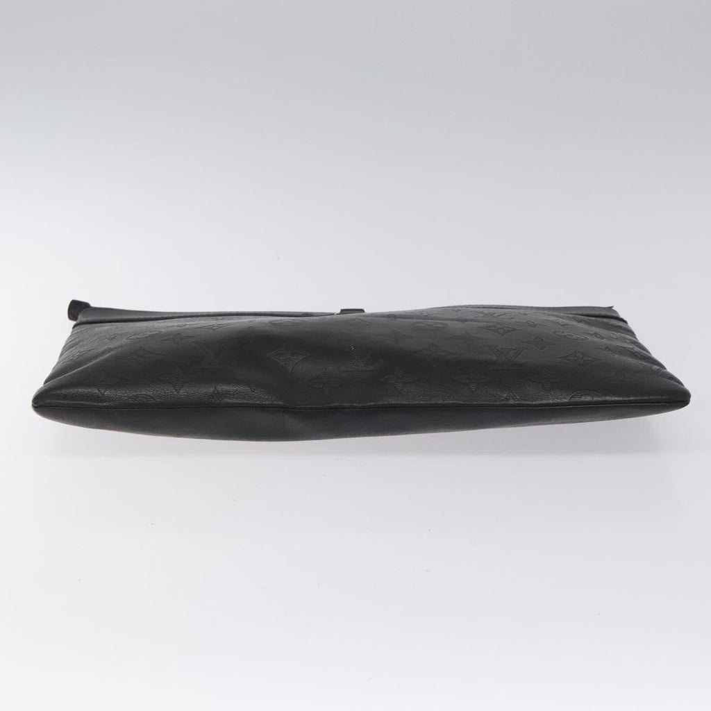 Louis Vuitton Discovery Pochette Monogram Shadow Leather Black Leather Bag