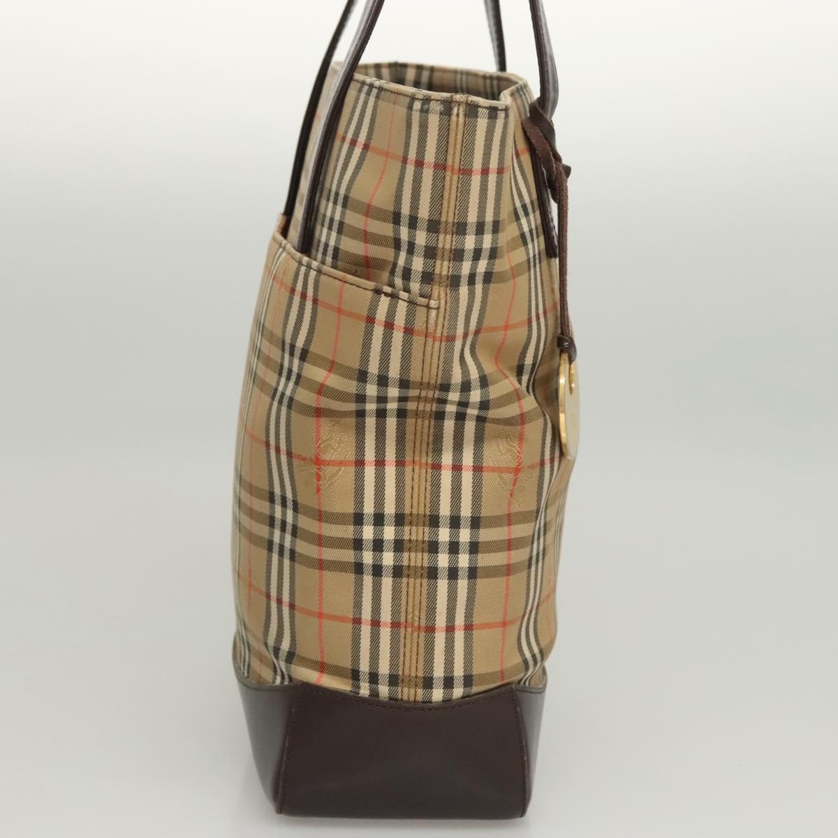 Burberry Nova Check Tote Canvas And Leather Beige Canvas Tote Bag
