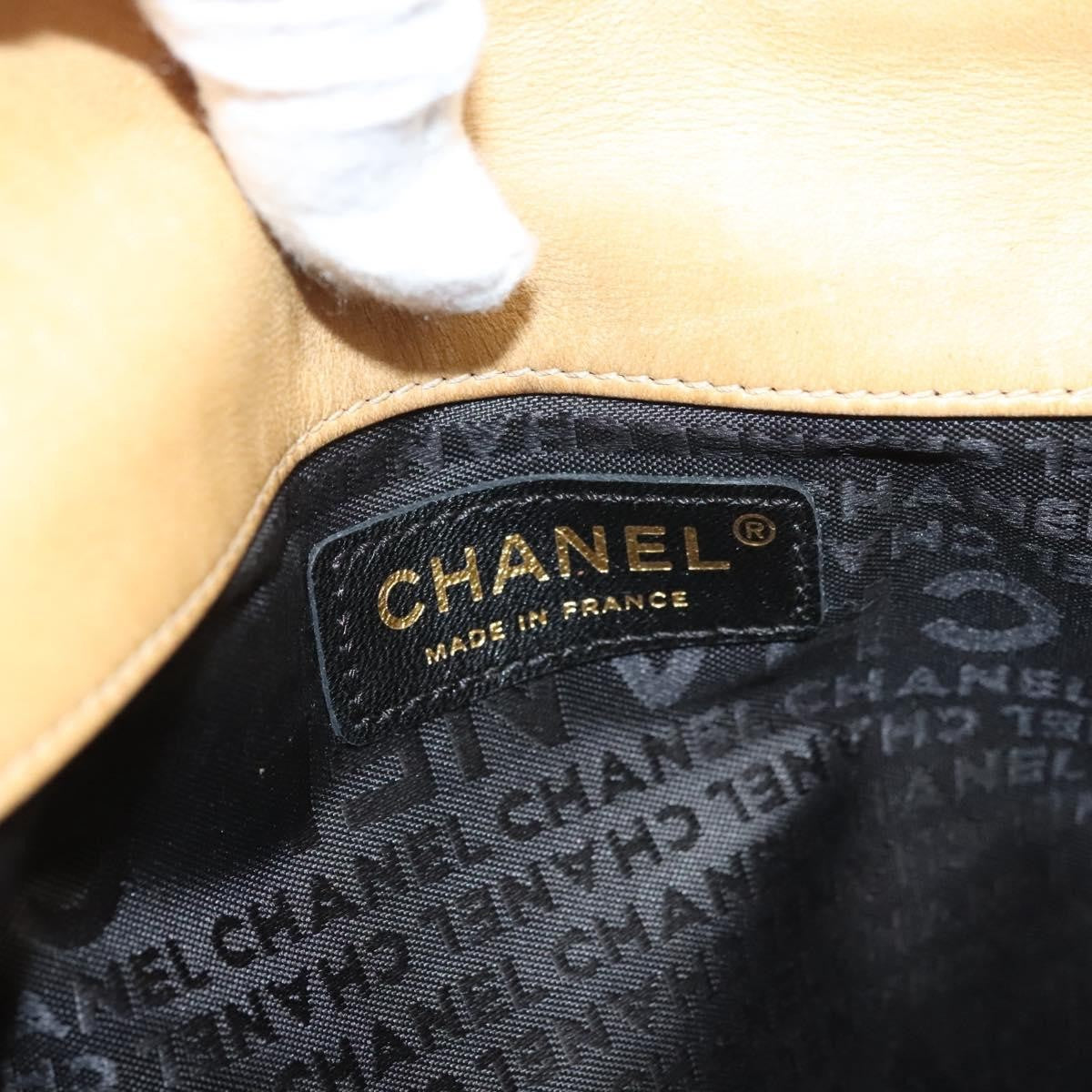 Chanel Chocolate Bar Cc Handbag Quilted Lambskin Beige Leather Handbag