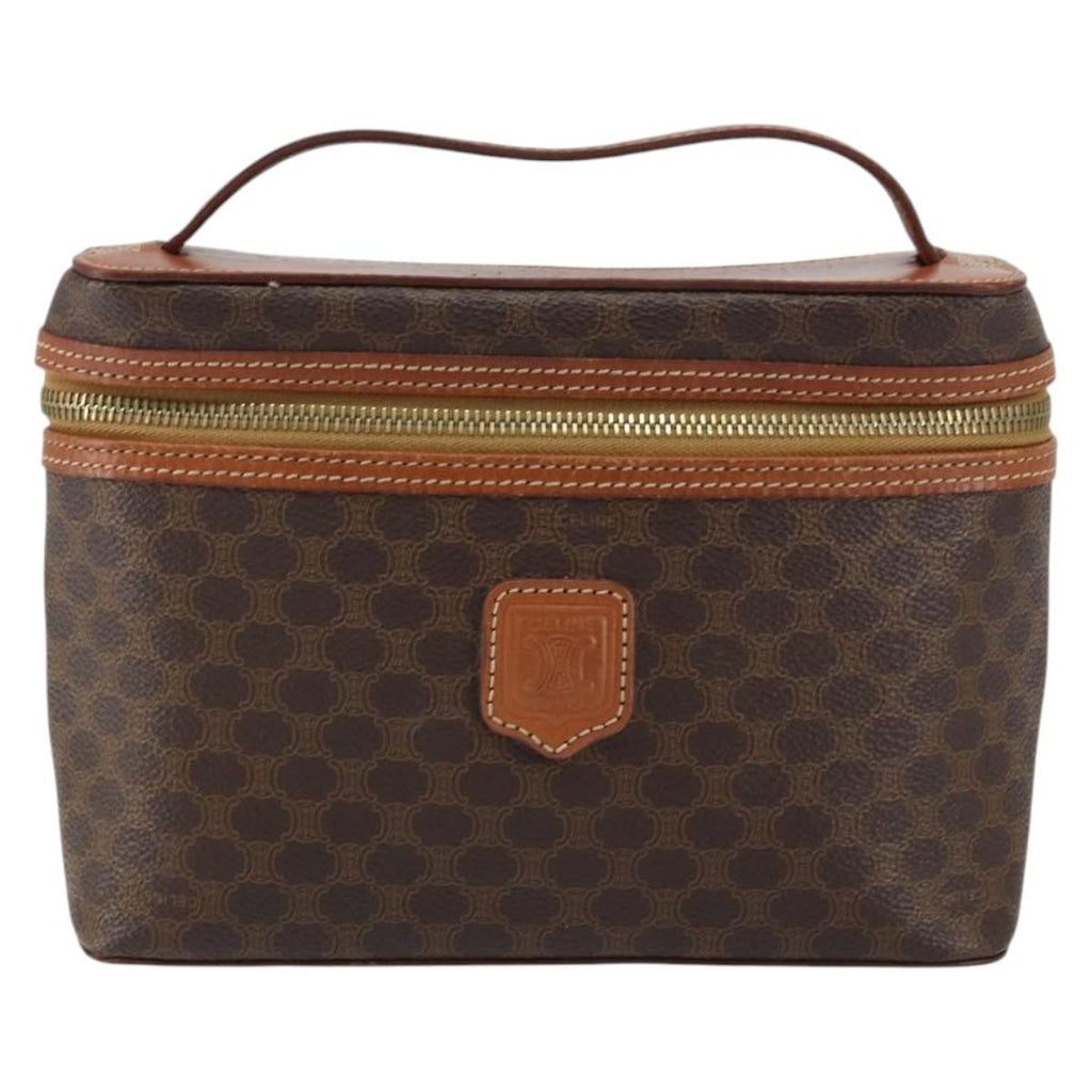 Celine Macadam Vanity Bag Canvas Brown Canvas Handbag
