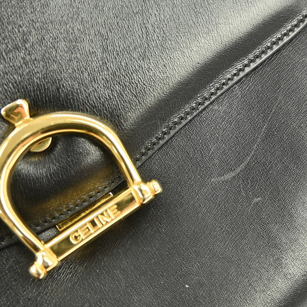 Celine Vintage Shoulder Bag Leather Black Leather Shoulder Bag Bag