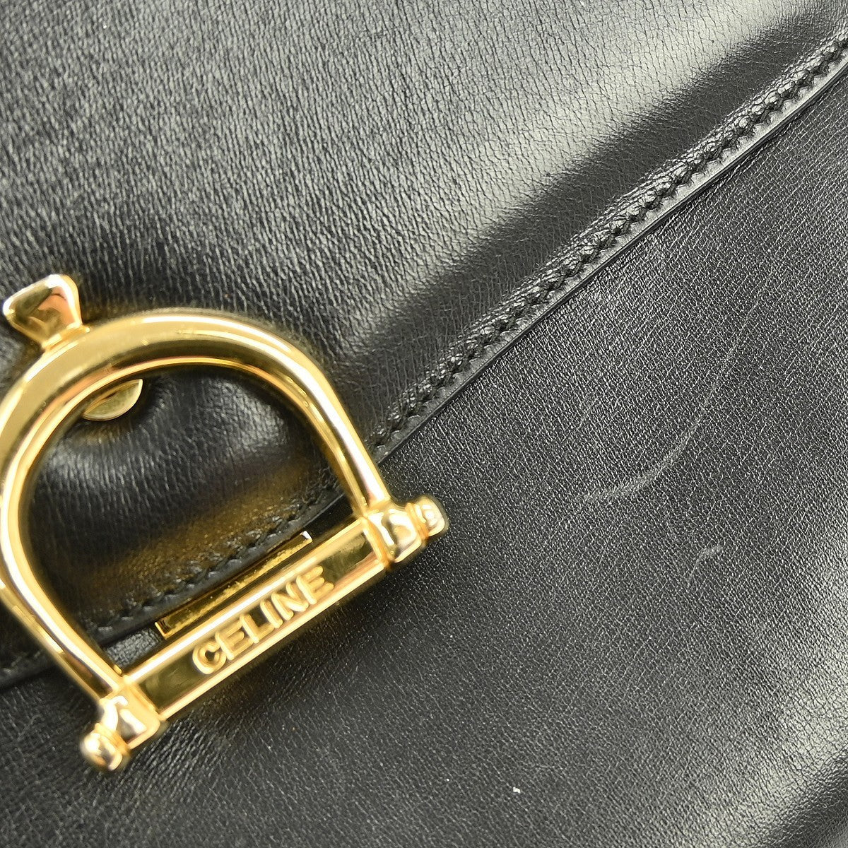 Celine Vintage Shoulder Bag Leather Black Leather Shoulder Bag Bag