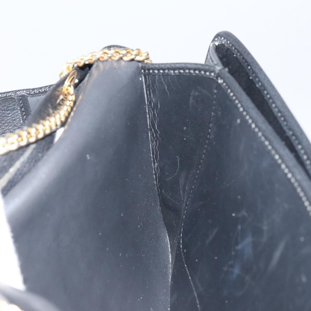 Christian Dior Vintage Chain Flap Shoulder Bag Leather Black Leather Shoulder Bag Bag (Pre-Owned)