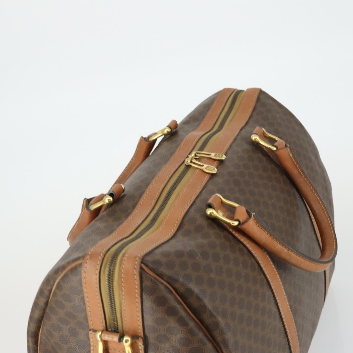 Celine Vintage Macadam Boston Bag Canvas And Leather Brown Pvc Travel Bag Bag
