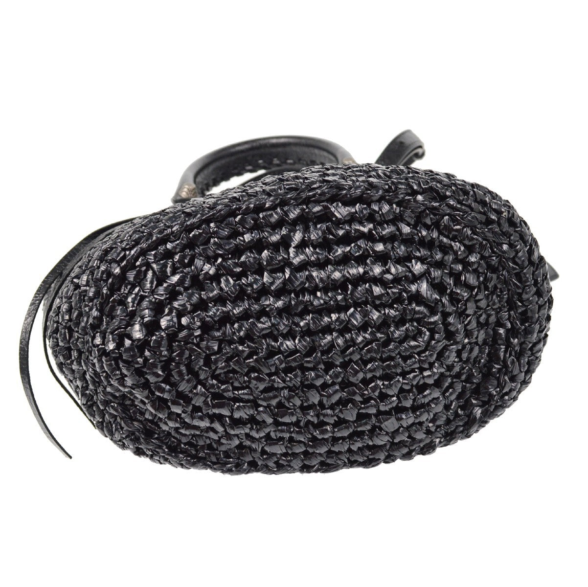Balenciaga Le Cagole Panier Raffia With Leather Black Leather Tote Bag