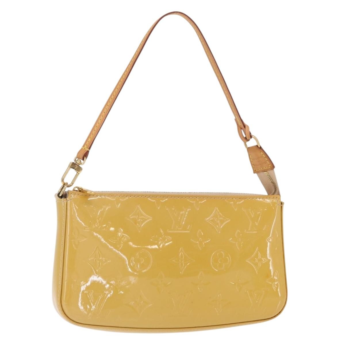 Louis Vuitton Pochette Accessoires Nm Monogram Vernis Yellow Patent_Leather Clutche & Pouche Bag
