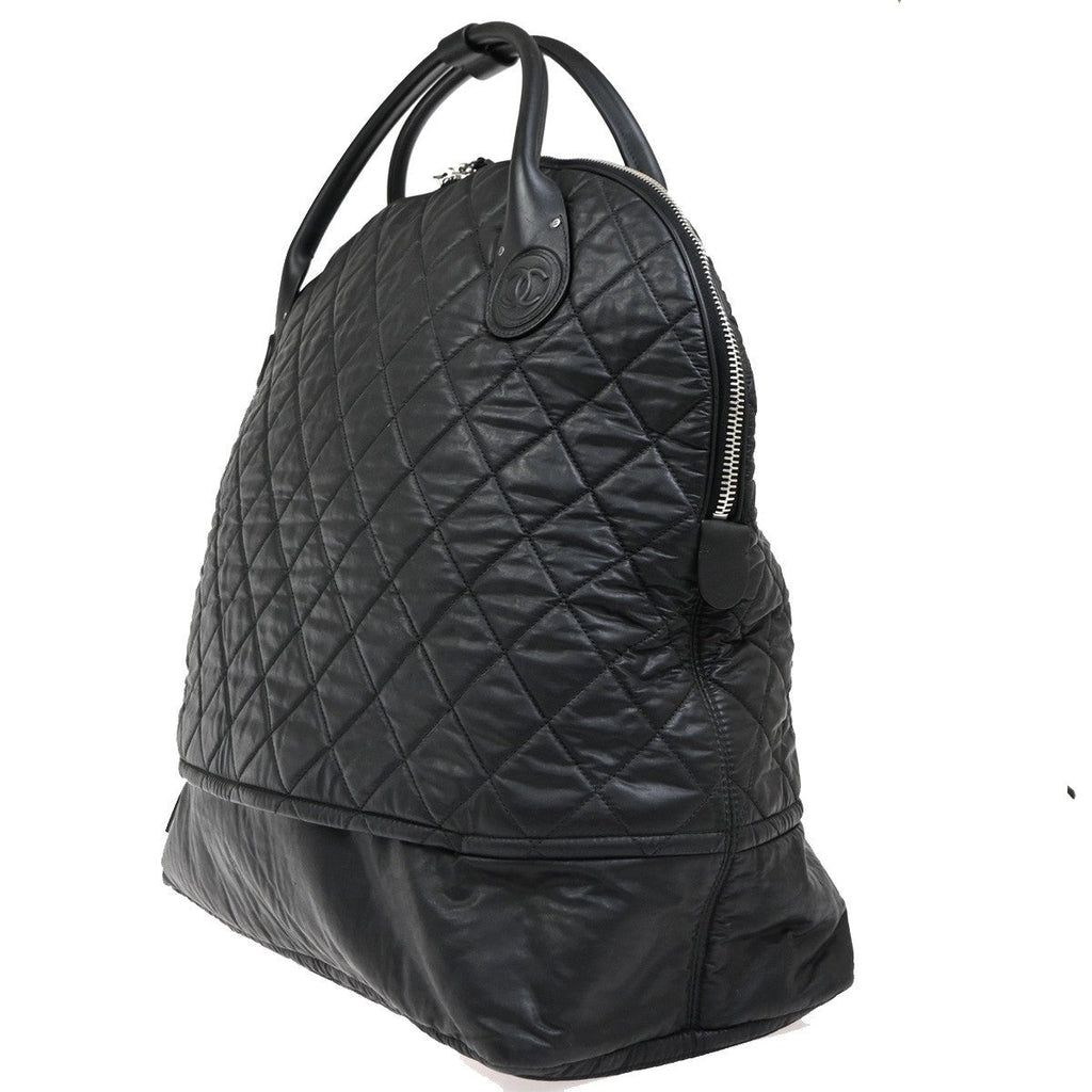Chanel Horizontal Sport Weekender Bag Quilted Coated Canvas Black Nylon Travel Bag Bag