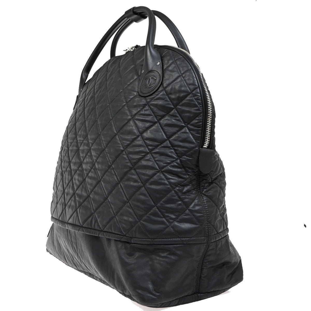 Chanel Horizontal Sport Weekender Bag Quilted Coated Canvas Black Nylon Travel Bag Bag