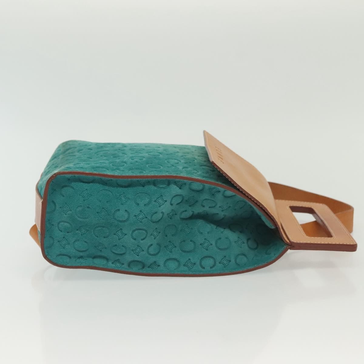 Celine Macadam Shoulder Bag Canvas Turquoise Suede Bag