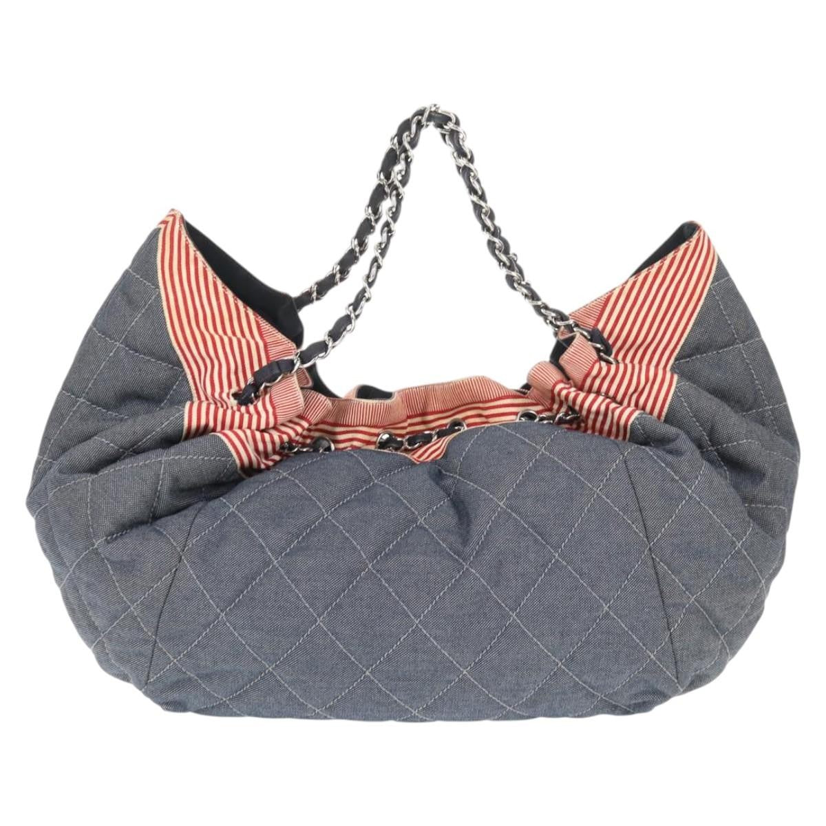 Chanel Stretch Spirit Cabas Quilted Denim Blue Denim_Jeans Bag