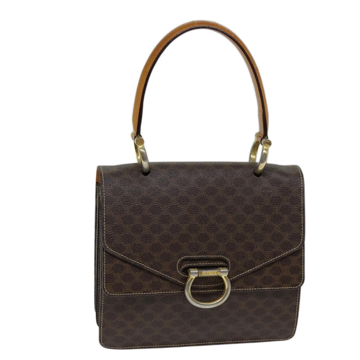 Celine Macadam Handbag Macadam With Leather Brown Canvas Handbag