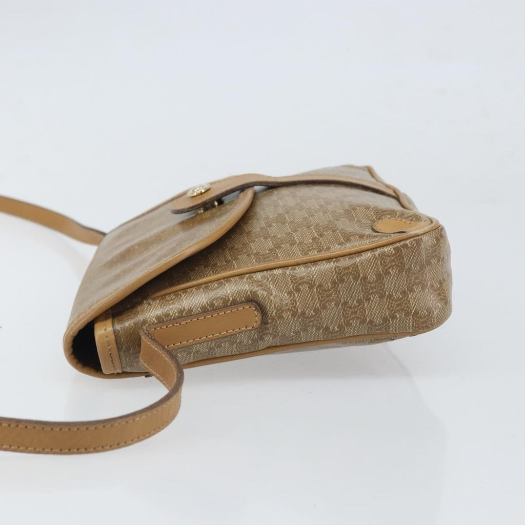 Celine Vintage Macadam Shoulder Bag Canvas And Leather Beige Canvas Shoulder Bag Bag